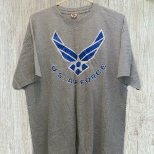 US Air Force T-Shirt Short Sleeve XL Heather Grey Military Logo Fighter Pilot